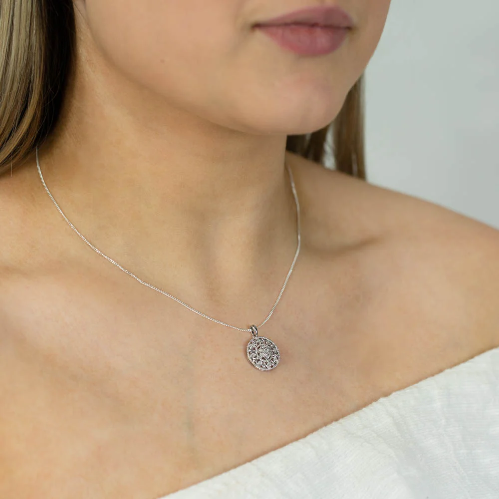 0.10 Carat Diamond Filigree Pendant in Sterling Silver - Image 2