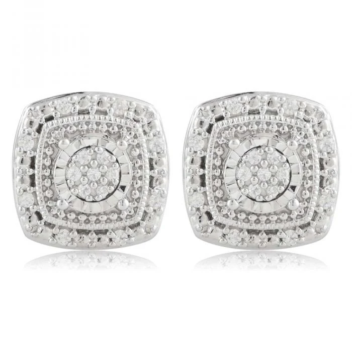 0.10 Carat Diamond Stud Earring Set with 30 Brilliant Diamonds in Sterling Silver - Image 2