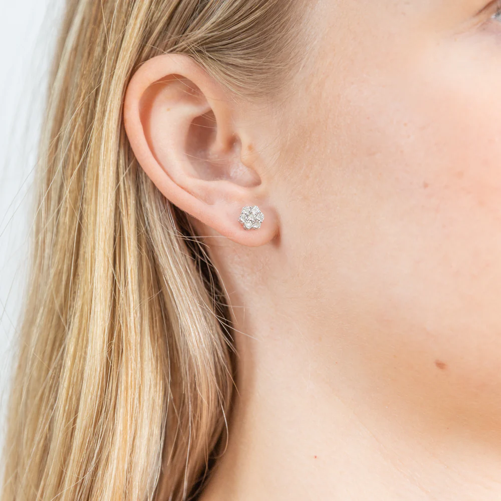 0.10 Carat Diamond Stud Earrings in Sterling Silver - Image 2