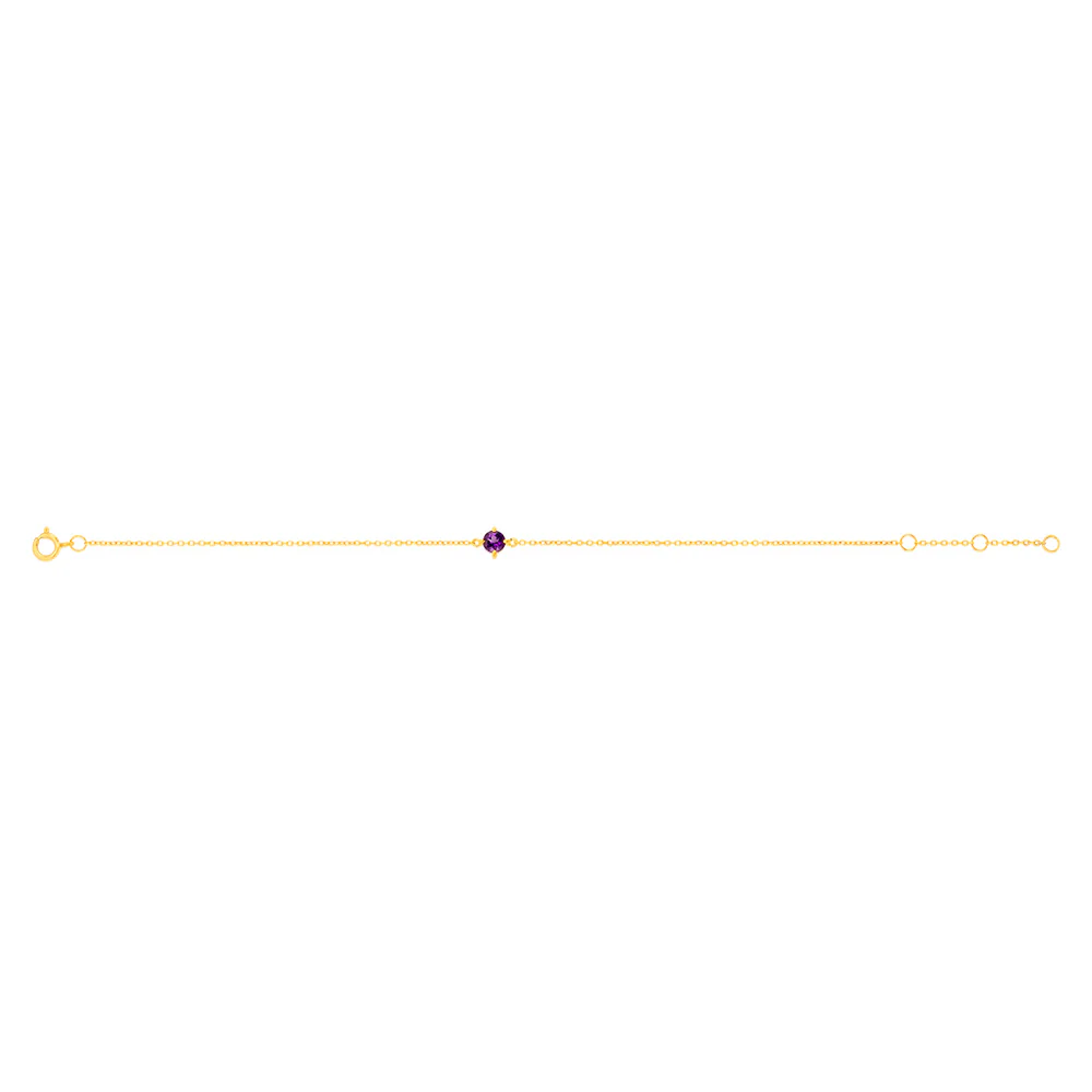 0.23 Carat Amethyst Adjustable Bracelet 17cm in 9ct Yellow Gold - Image 2