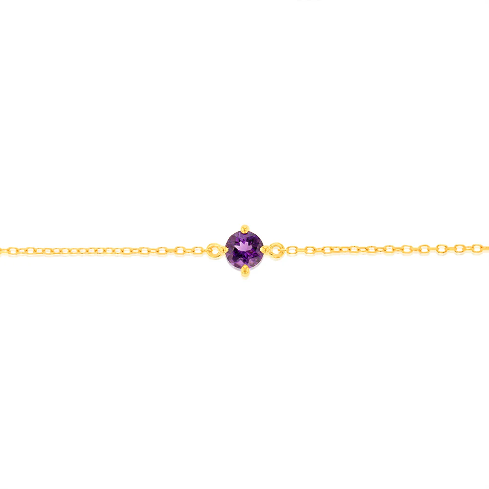 0.23 Carat Amethyst Adjustable Bracelet 17cm in 9ct Yellow Gold - Image 3