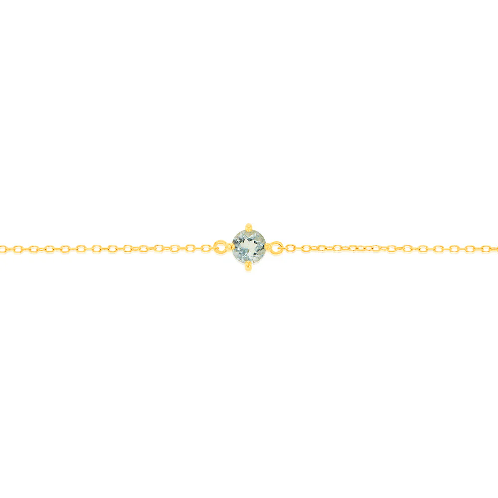 0.24 Carat Aquamarine Adjustable Bracelet 17cm in 9ct Yellow Gold - Image 3