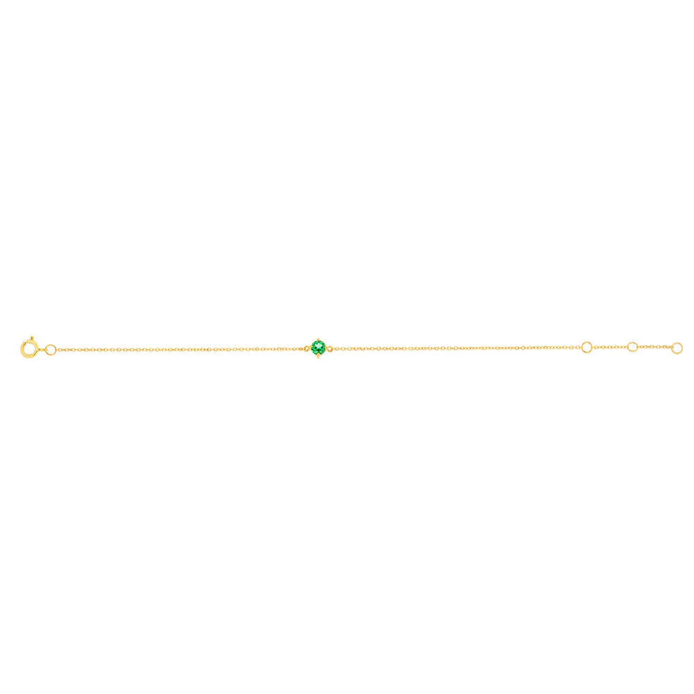 0.24 Carat Created Emerald Adjustable Bracelet 17cm in 9ct Yellow Gold - Image 2