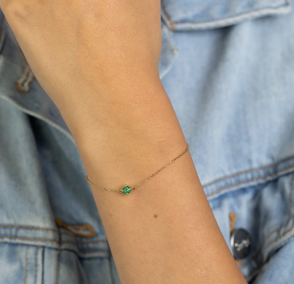 0.24 Carat Created Emerald Adjustable Bracelet 17cm in 9ct Yellow Gold - Image 4
