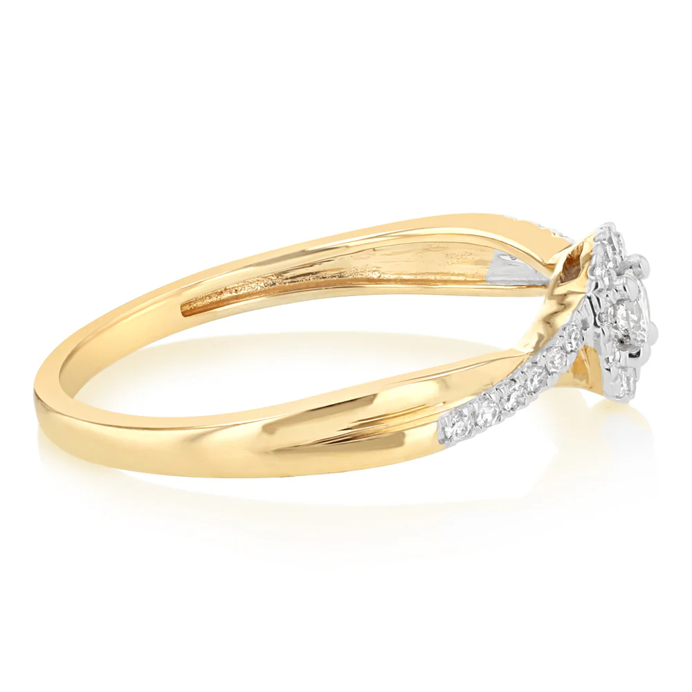 0.26 Carat Diamond Halo Ring in 9ct Yellow Gold - Image 2