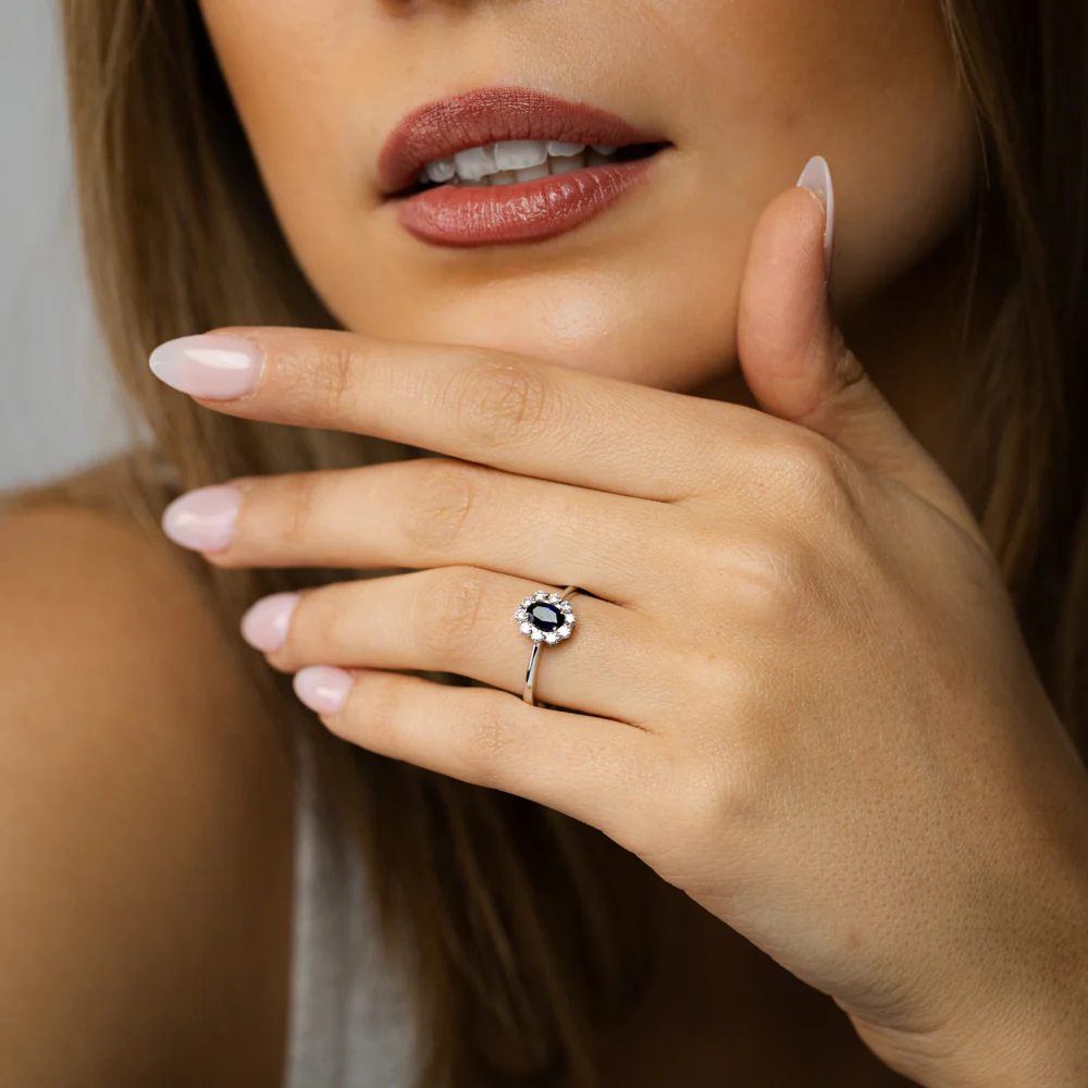 0.27 Carat Luminesce Lab Grown Diamond and Created Sapphire Ring in 9ct White Gold - Image 3