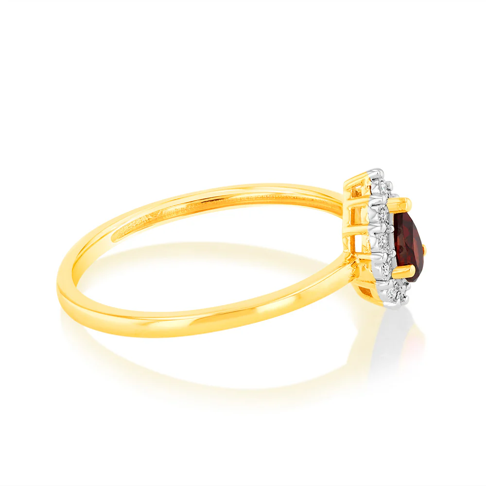 0.27 Carat Red Garnet and Diamond Ring in 9ct Yellow Gold - Image 2
