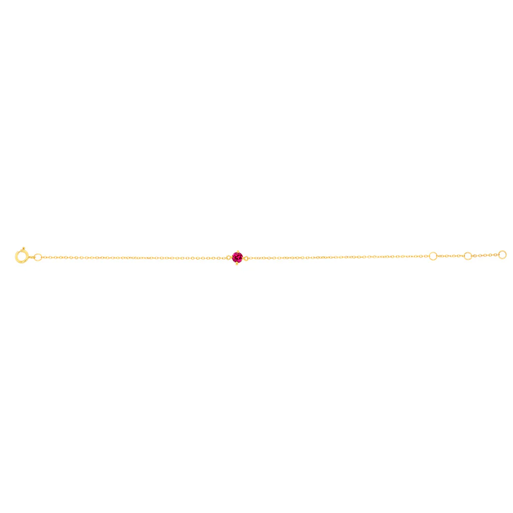 0.30 Carat Created Ruby Adjustable Bracelet 17cm in 9ct Yellow Gold - Image 2