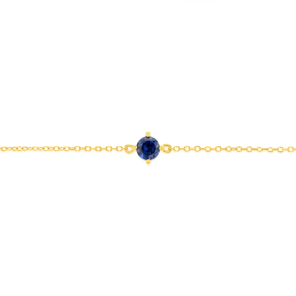 0.30 Carat Created Sapphire Adjustable Bracelet 17cm in 9ct Yellow Gold - Image 3