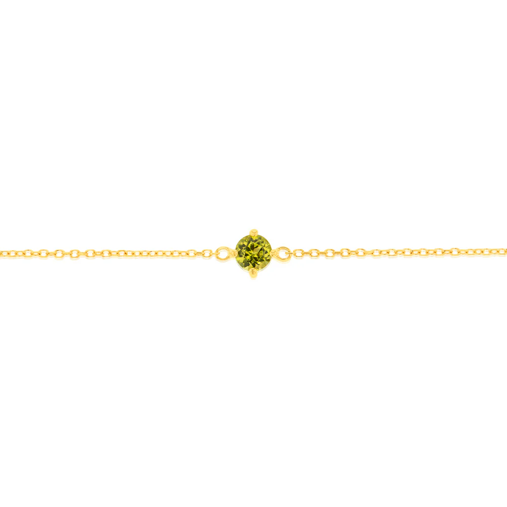 0.30 Carat Peridot Adjustable Bracelet 17cm in 9ct Yellow Gold - Image 3