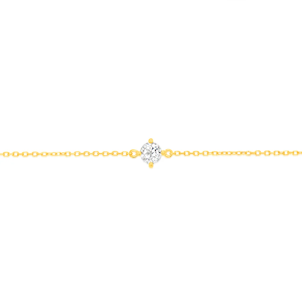 0.30 Carat White Topaz Adjustable Bracelet 17cm in 9ct Yellow Gold - Image 3
