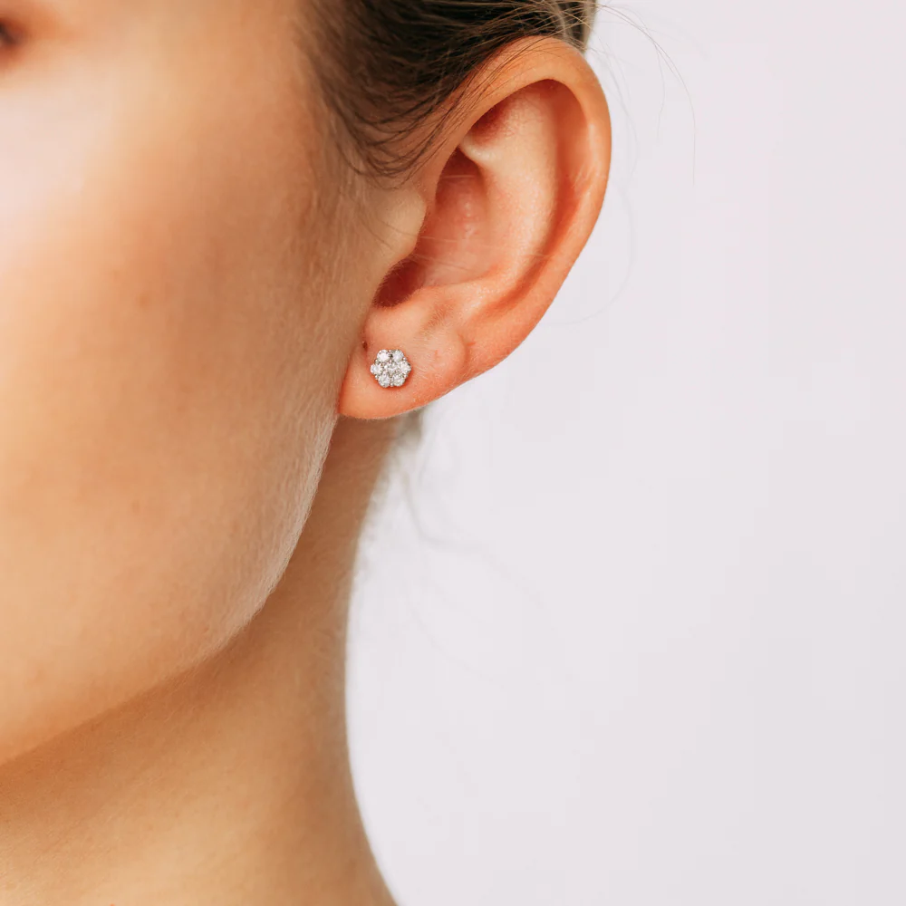 0.35 Carat Diamond Flower Stud Earrings in 10ct Yellow Gold - Image 2