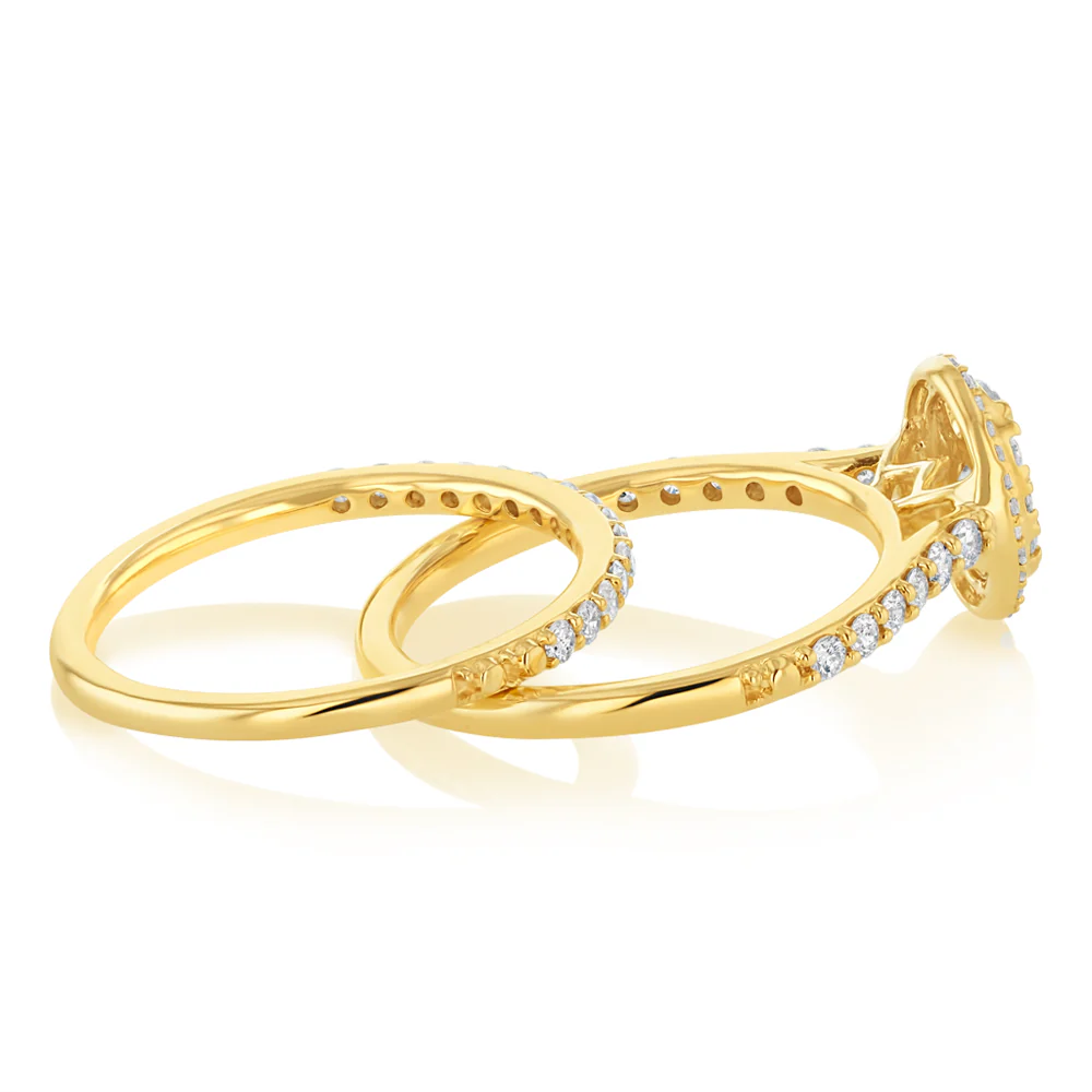 0.66 Carat Diamond 2 Ring Bridal Set in 9ct Yellow Gold - Image 2