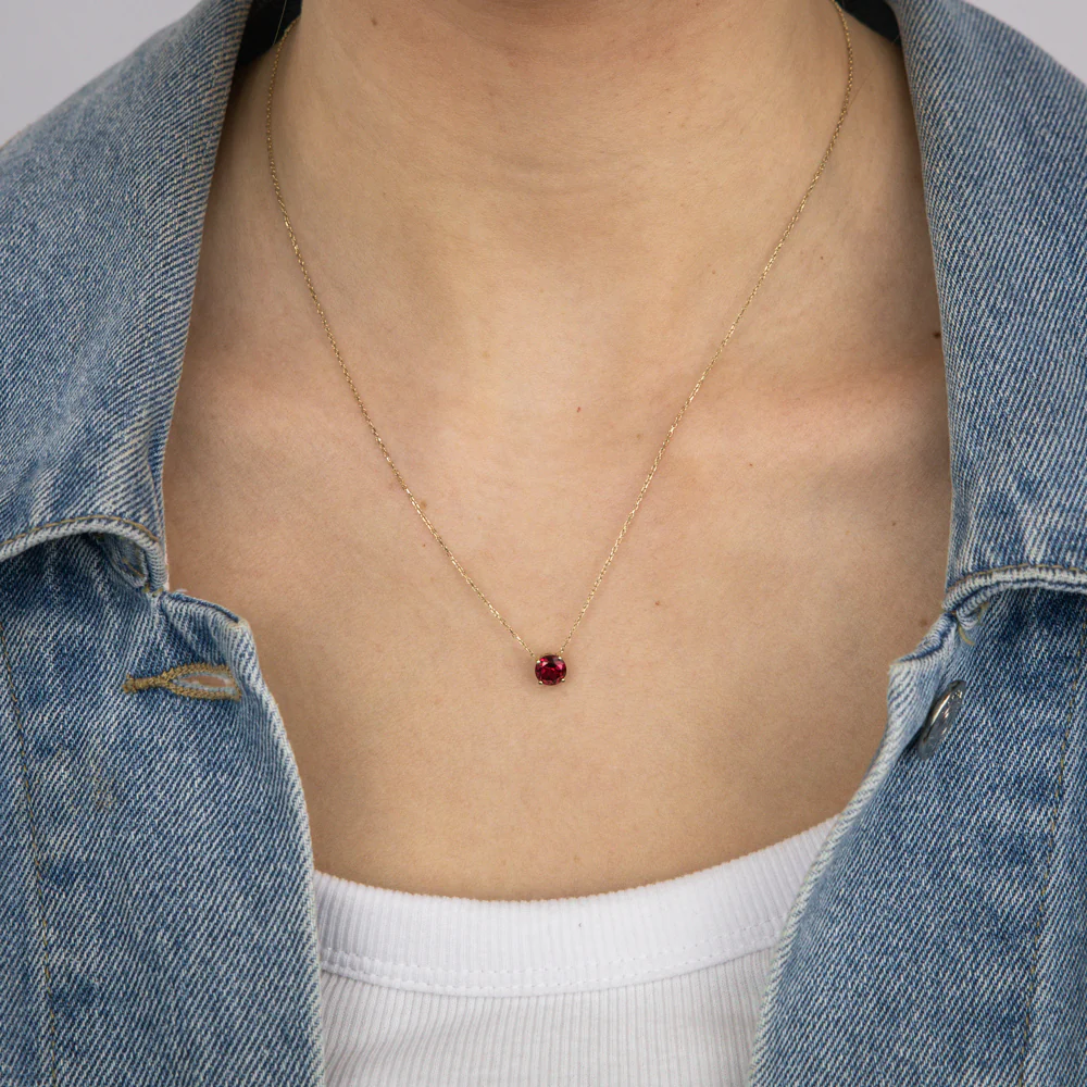 0.67 Carat Created Ruby Pendant with 45cm Chain in 9ct Yellow Gold - Image 2