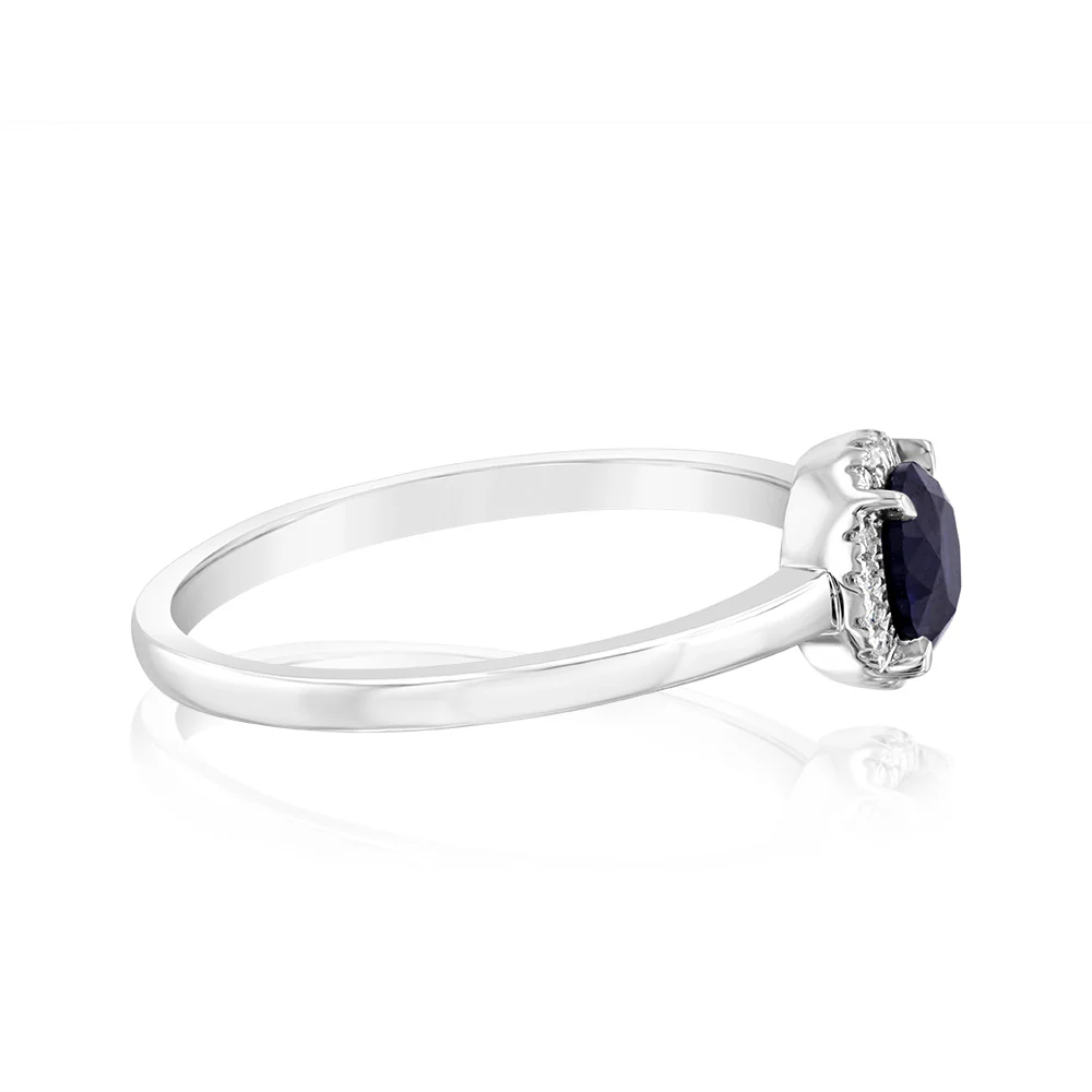 0.67 Carat Created Sapphire and Diamond Ring in 9ct White Gold - Image 2