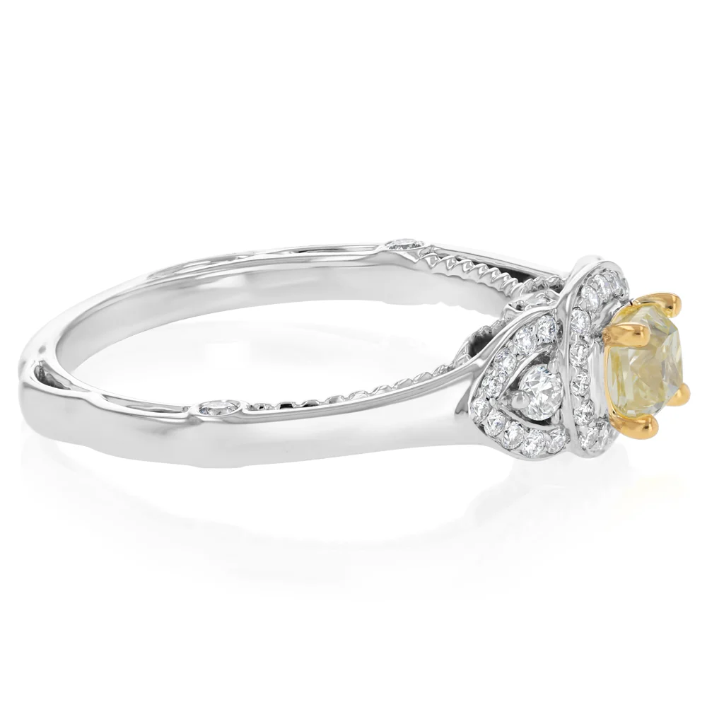 0.70 Carat Diamond Ring with Yellow Cushion Diamond in 18ct Yellow and White Gold - Image 2