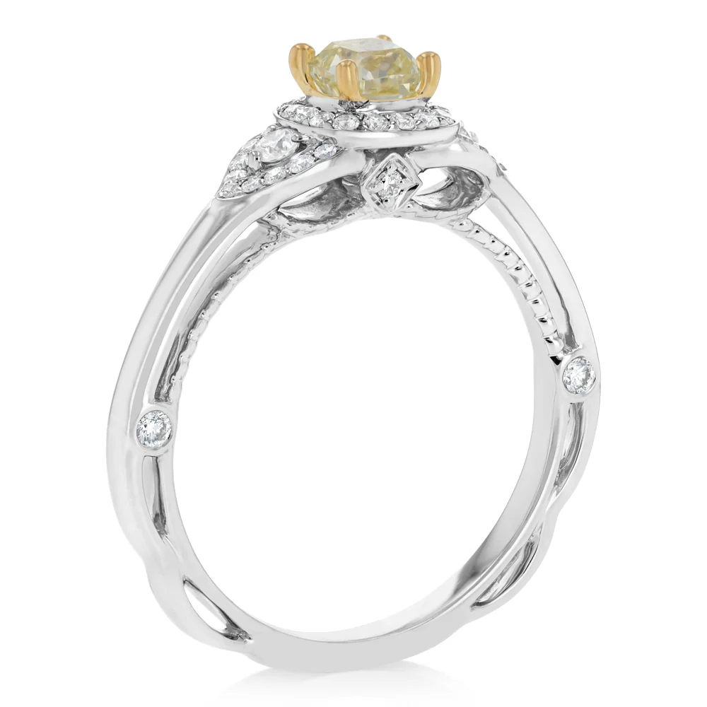 0.70 Carat Diamond Ring with Yellow Cushion Diamond in 18ct Yellow and White Gold - Image 3