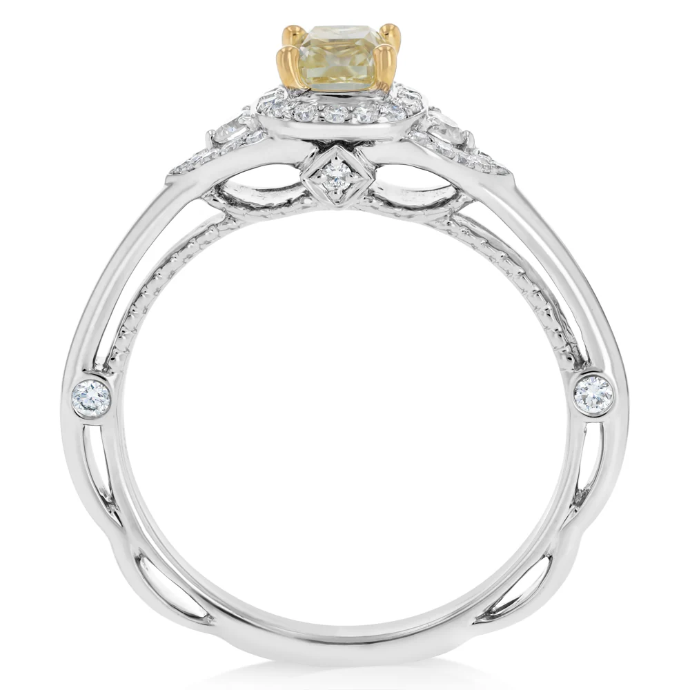 0.70 Carat Diamond Ring with Yellow Cushion Diamond in 18ct Yellow and White Gold - Image 5