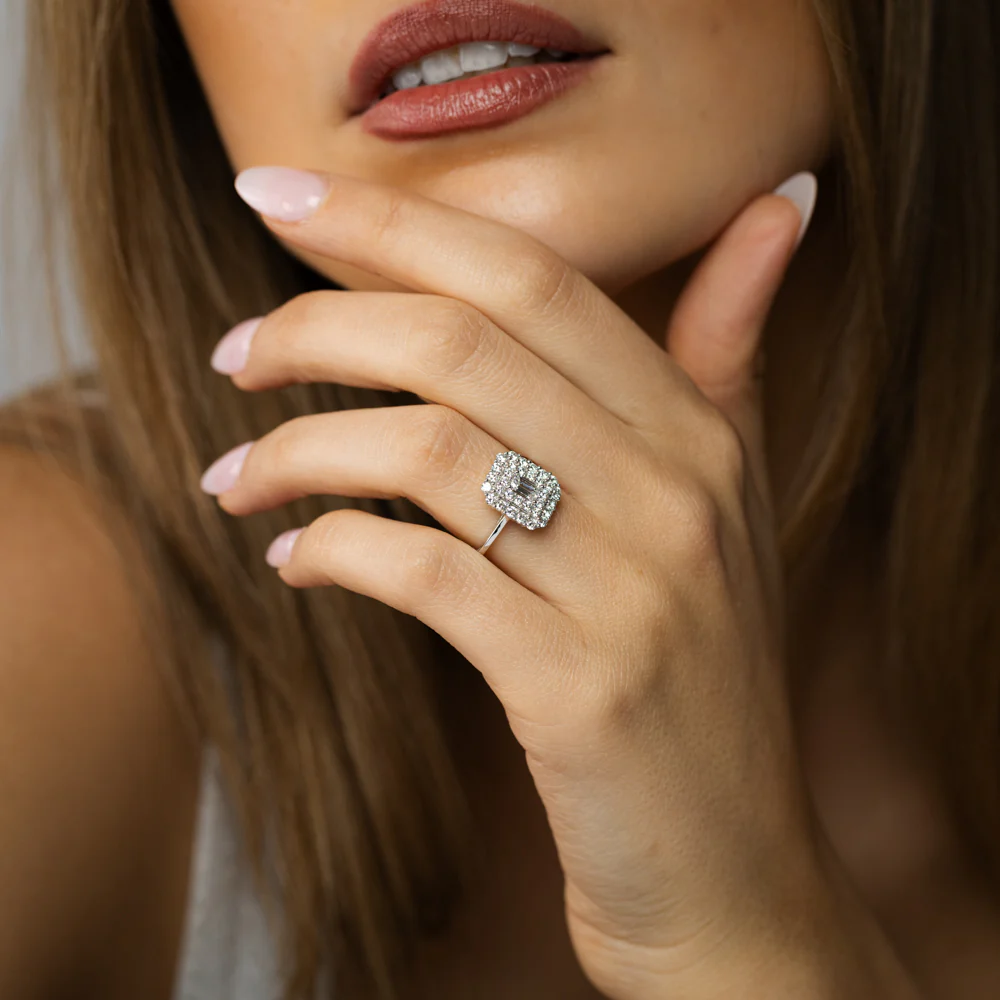 0.73 Carat Luminesce Lab Grown Diamond Emerald Ring in 9ct White Gold - Image 3