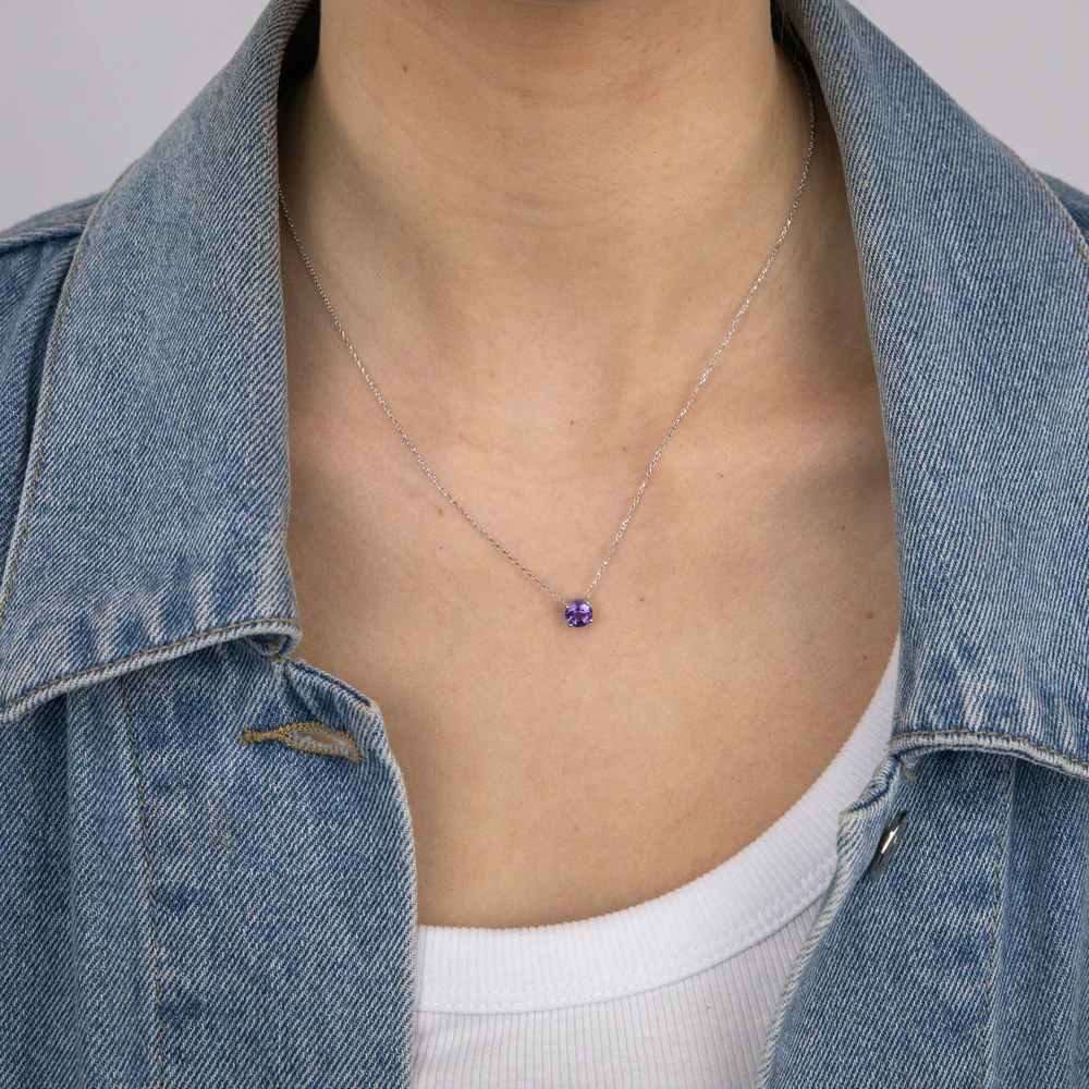 0.76 Carat Amethyst Pendant with 45cm Chain in 9ct White Gold - Image 2