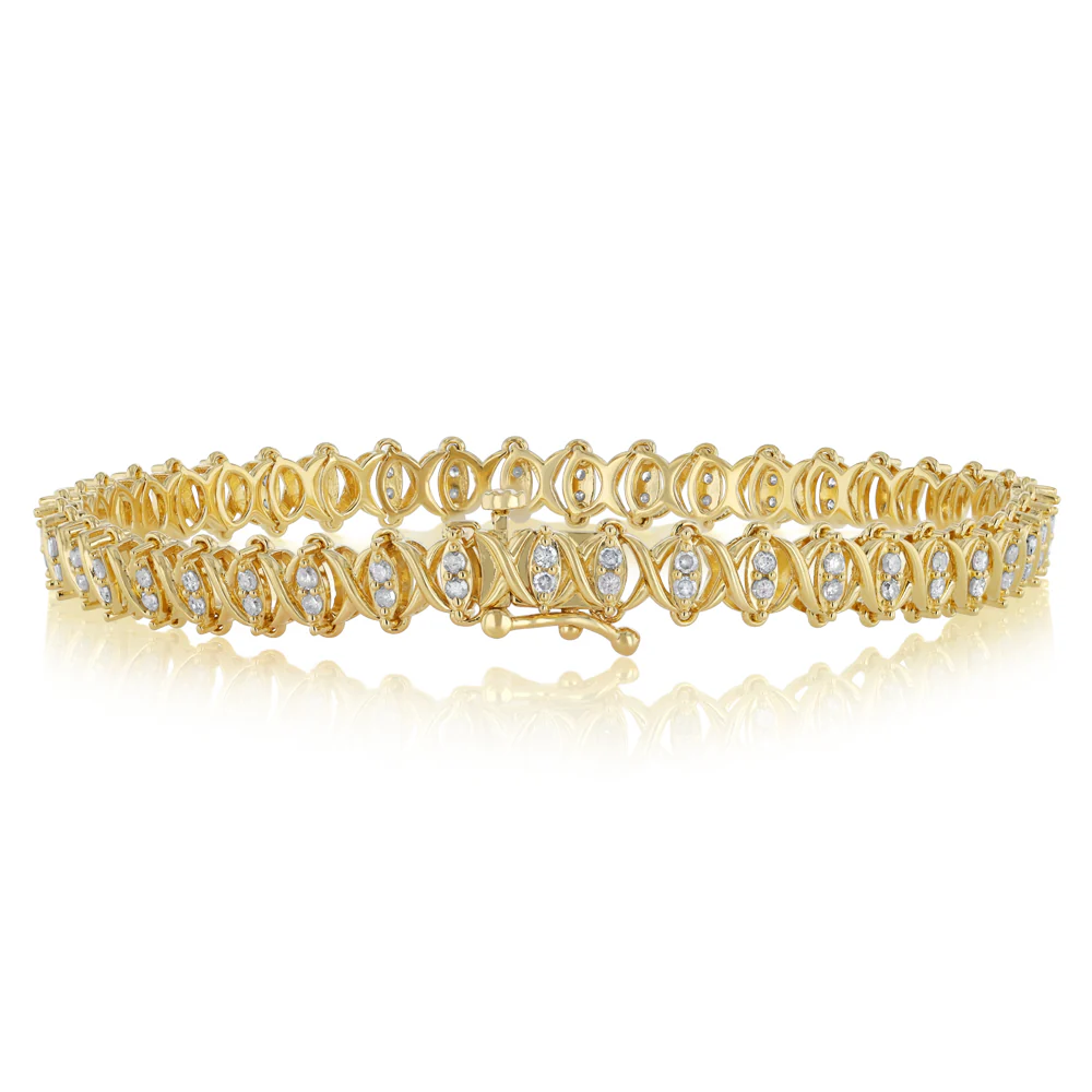 0.90 Carat Diamond 18cm Bracelet in Gold Plated Silver - Image 3
