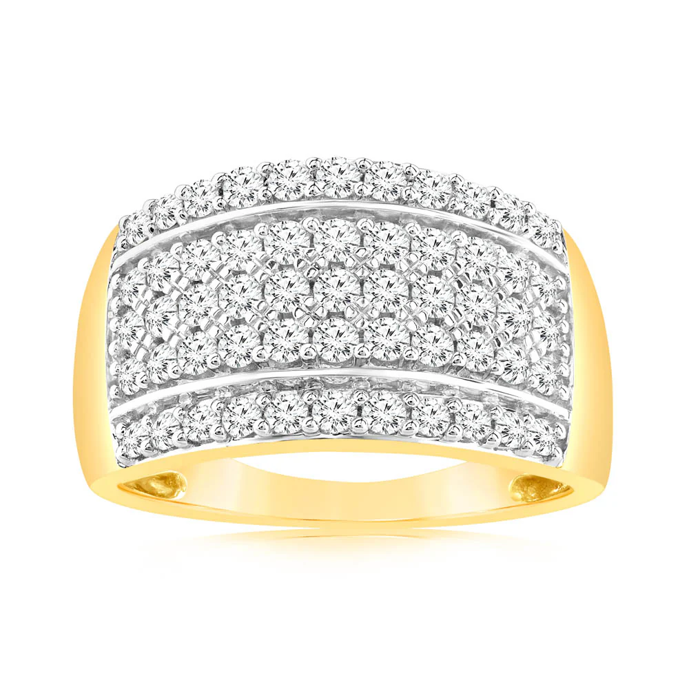 0.95 Carat Cluster Diamond Dress Ring in 14ct Yellow Gold - Image 2