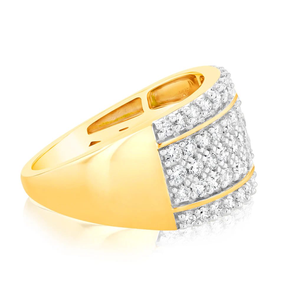 0.95 Carat Cluster Diamond Dress Ring in 14ct Yellow Gold - Image 3