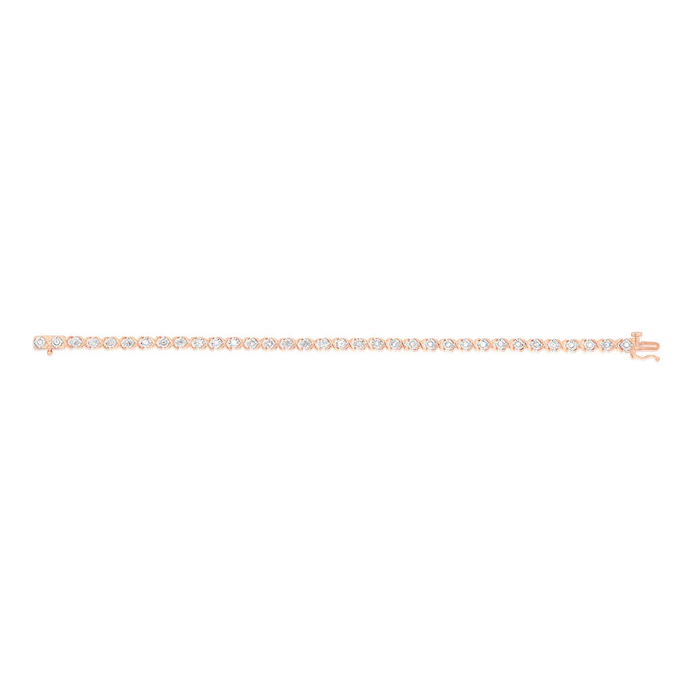 0.95 Carat Diamond Bracelet in Rose Gold Plated Silver - Image 2