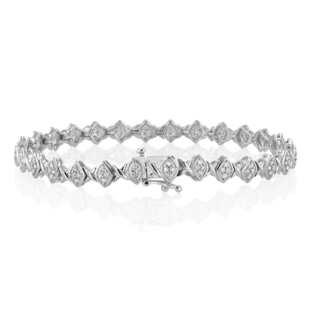 0.95 Carat Diamond Bracelet in Sterling Silver - Image 4