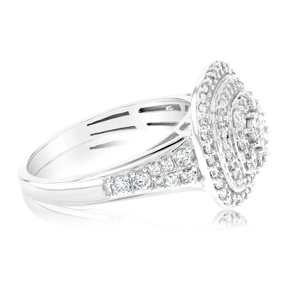 0.95 Carat Diamond Cluster Cushion Ring in 10ct White Gold - Image 2