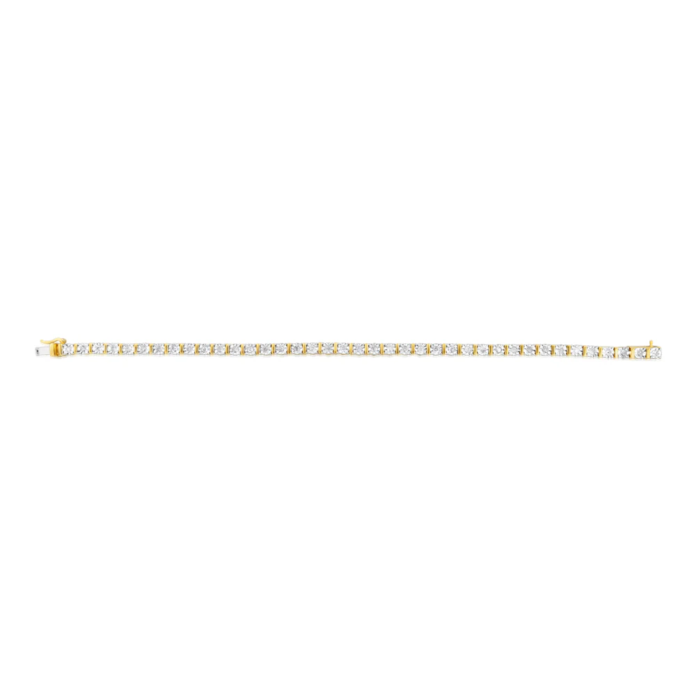 0.95 Carat Diamond Tennis 18.5cm Bracelet in Gold Plated Silver - Image 2