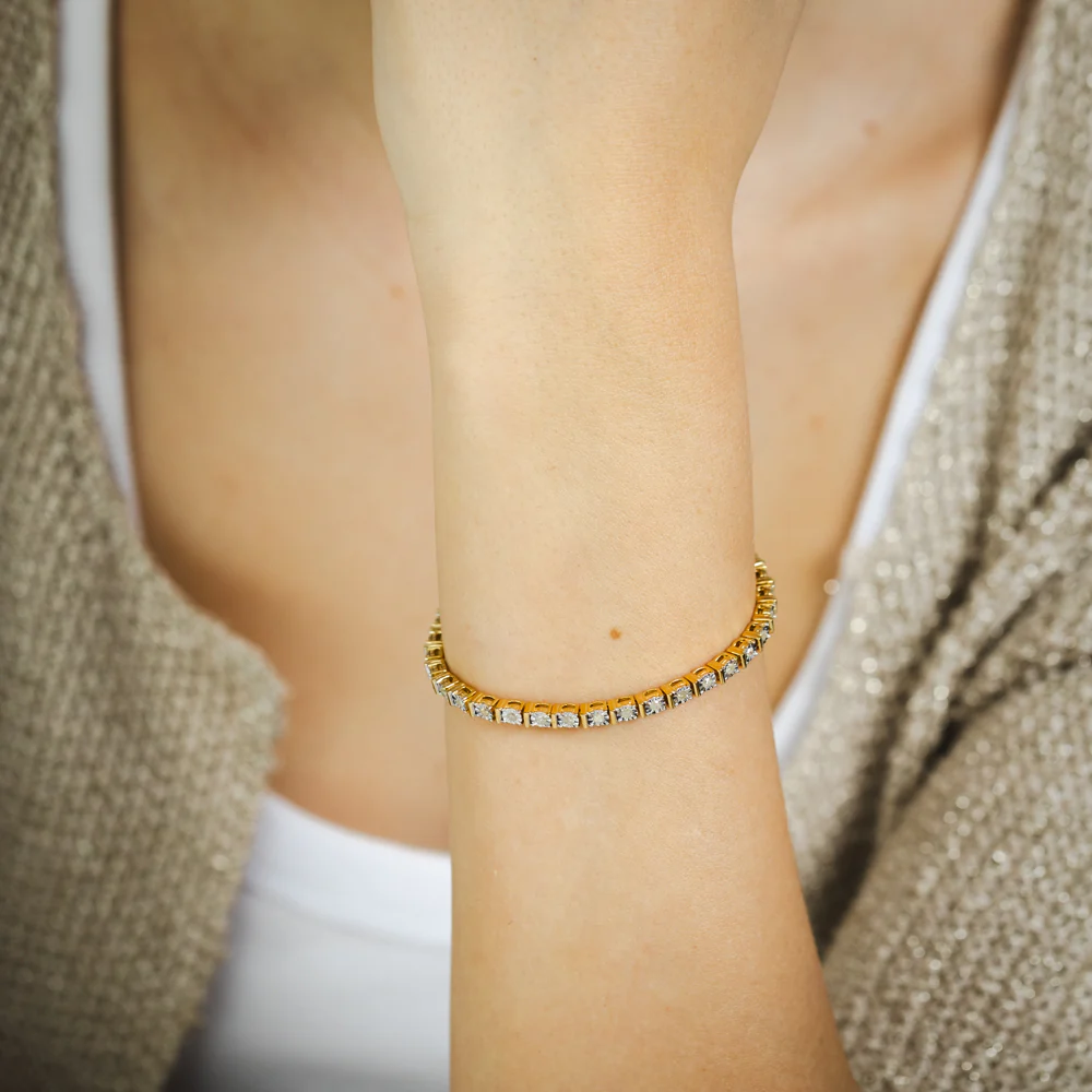 0.95 Carat Diamond Tennis 18.5cm Bracelet in Gold Plated Silver - Image 4