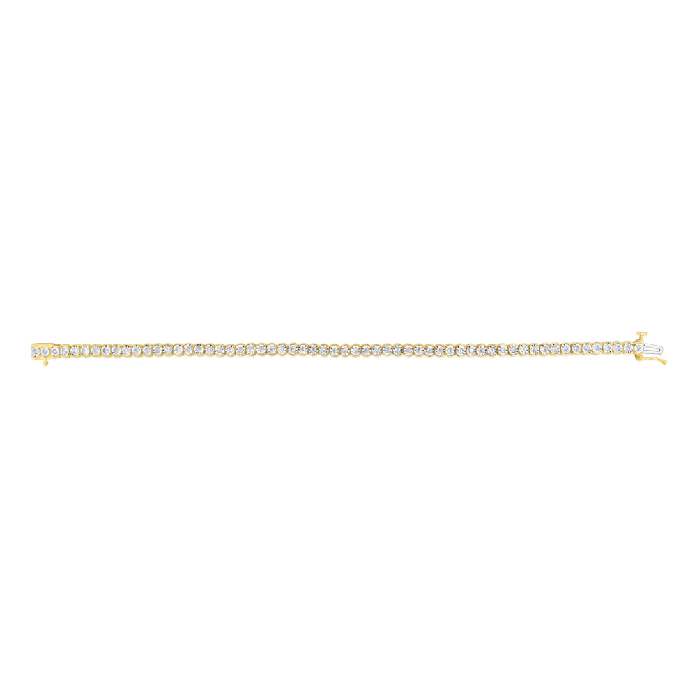 0.95 Carat Diamond Tennis 19cm  Bracelet in Gold Plated Silver - Image 2
