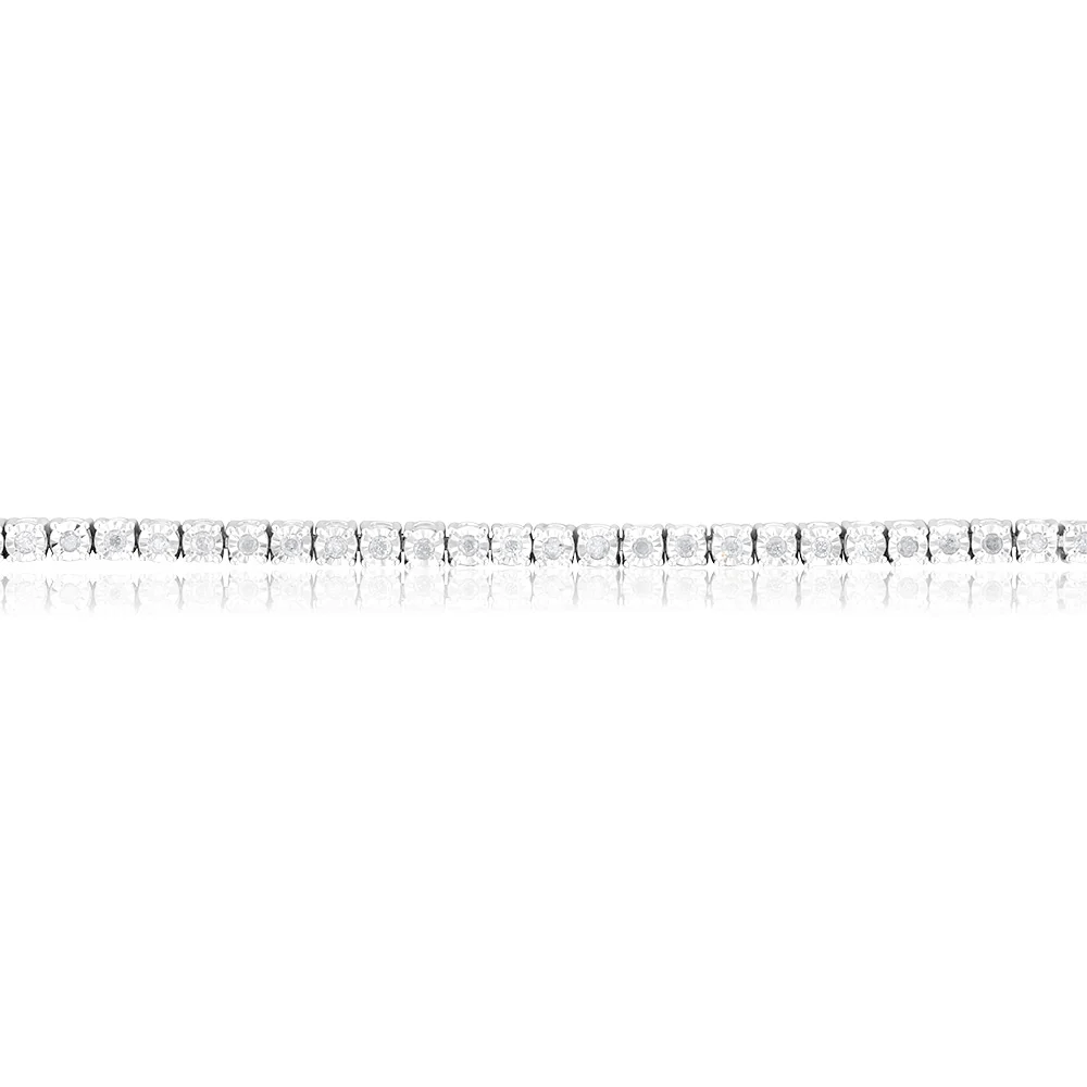 0.95 Carat Diamond Tennis Bracelet 18.5cm in Sterling Silver - Image 2