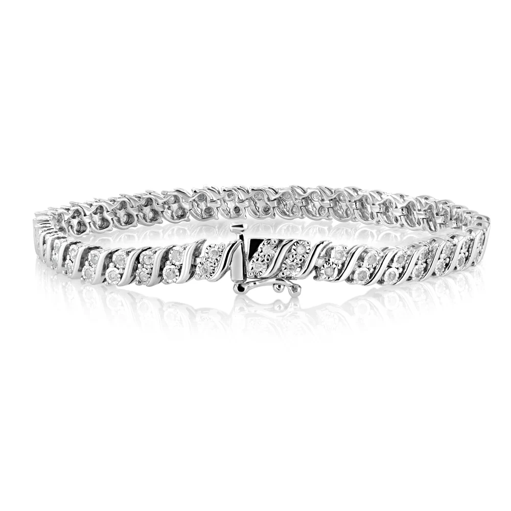 0.95 Carat Diamond Tennis Bracelet in Sterling Silver - Image 4