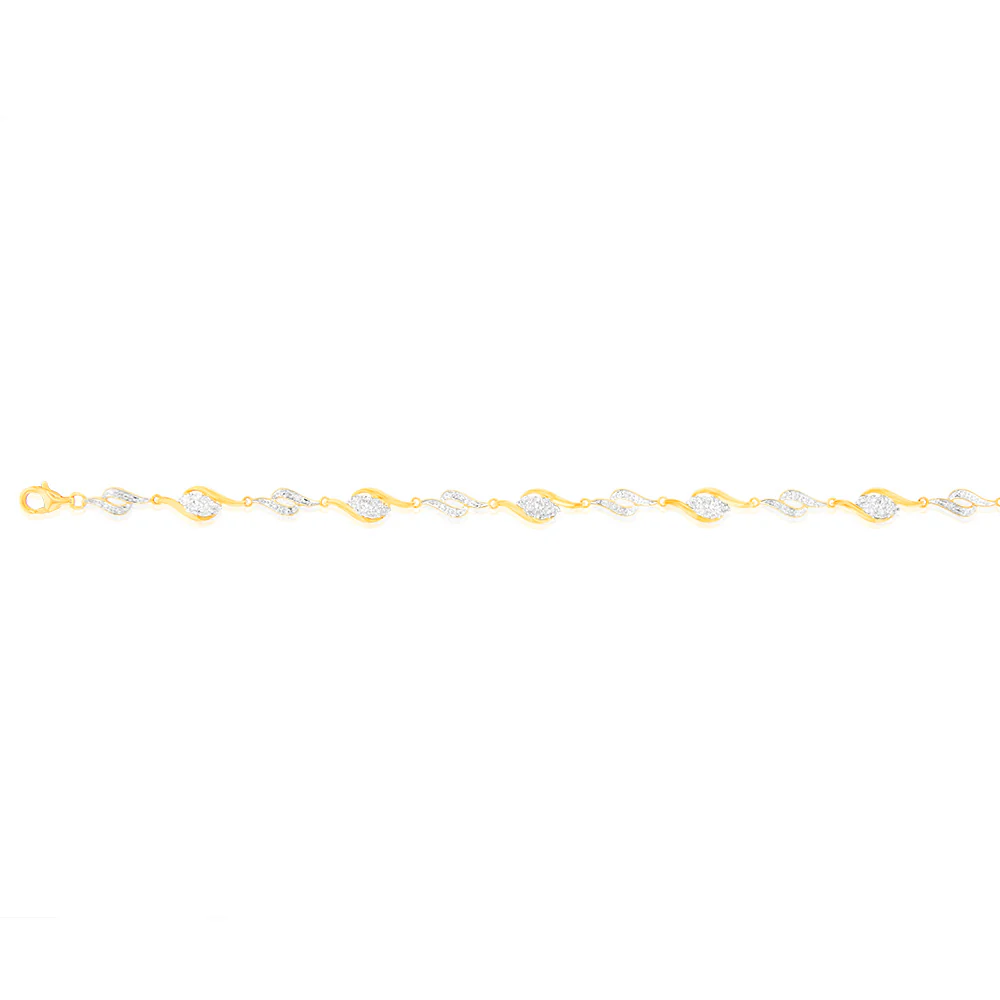 1/10 Carat Diamond Bracelet in 9ct Yellow & White Gold - Image 2