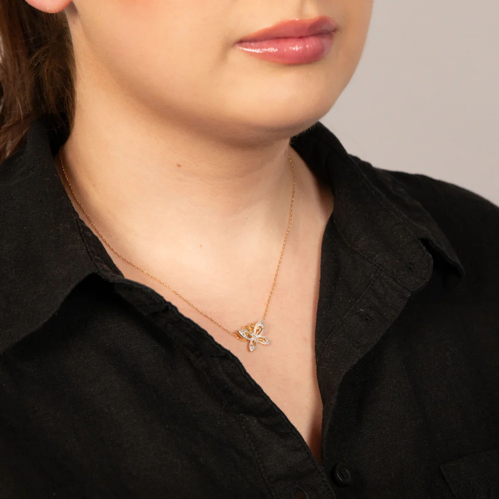 1/10 Carat Diamond Butterfly Pendant in Gold Plated Silver - Image 2