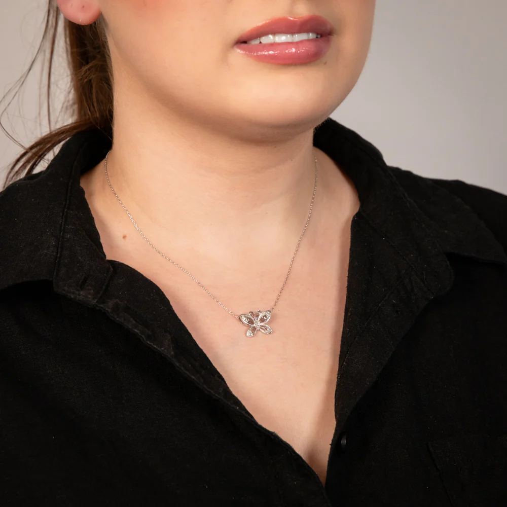 1/10 Carat Diamond Butterfly Pendant in Sterling Silver - Image 2