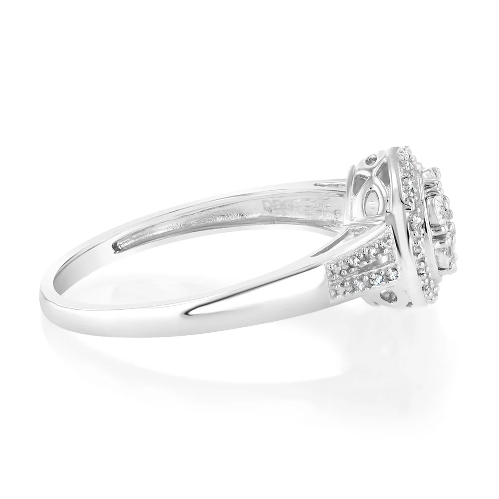 1/10 Carat Diamond Cluster Ring in Sterling Silver - Image 2