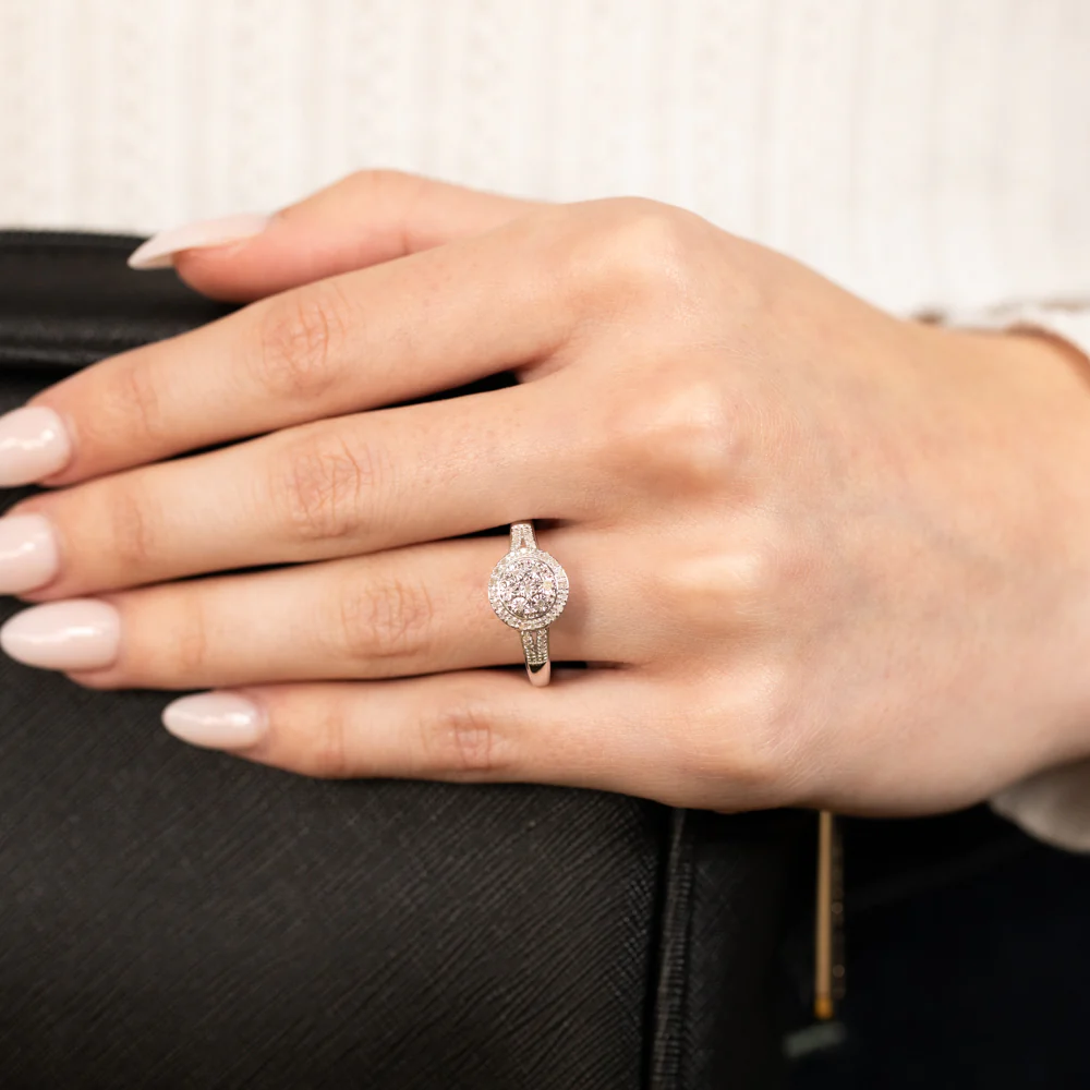 1/10 Carat Diamond Cluster Ring in Sterling Silver - Image 3