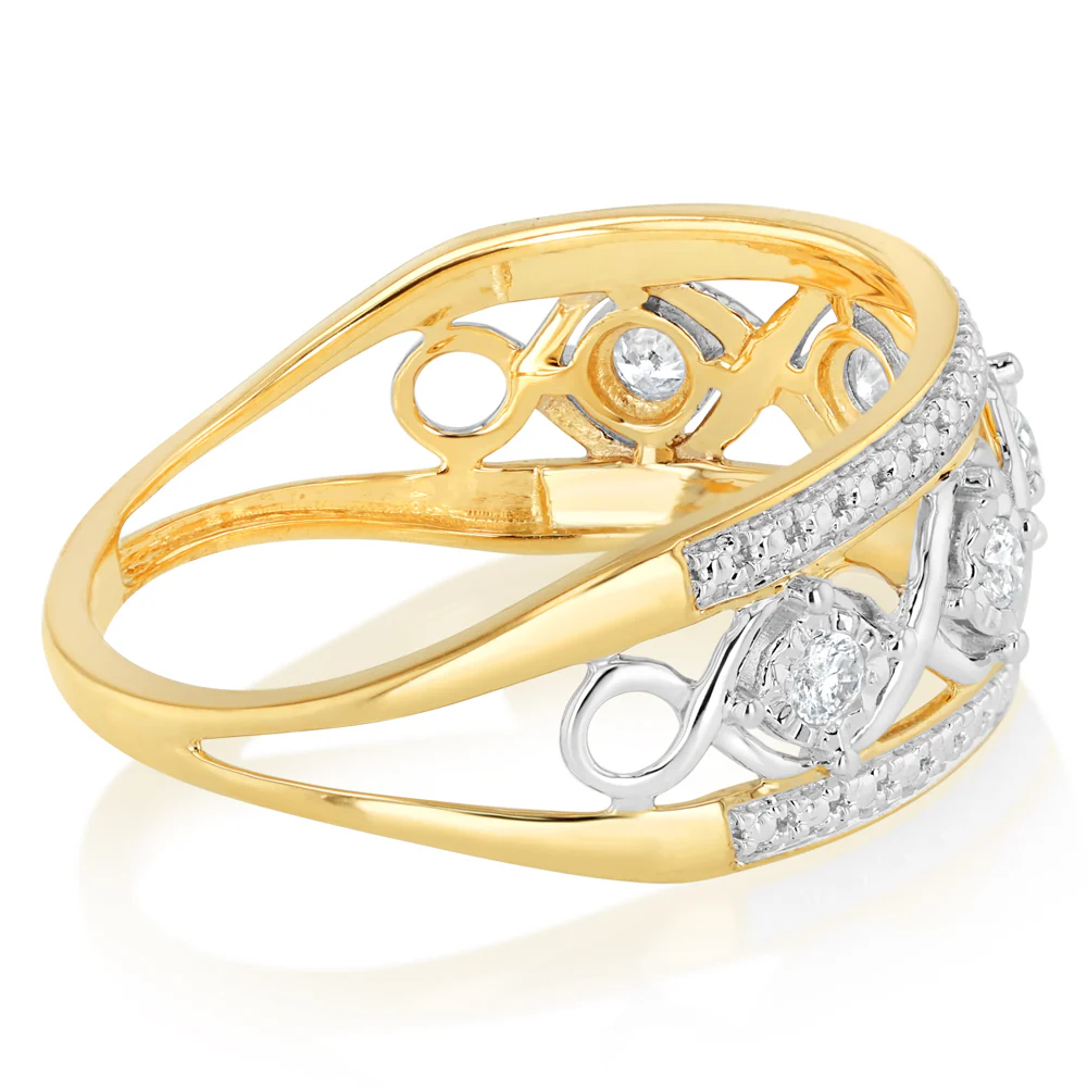 1/10 Carat Diamond Dress Ring in 9ct Yellow Gold - Image 2