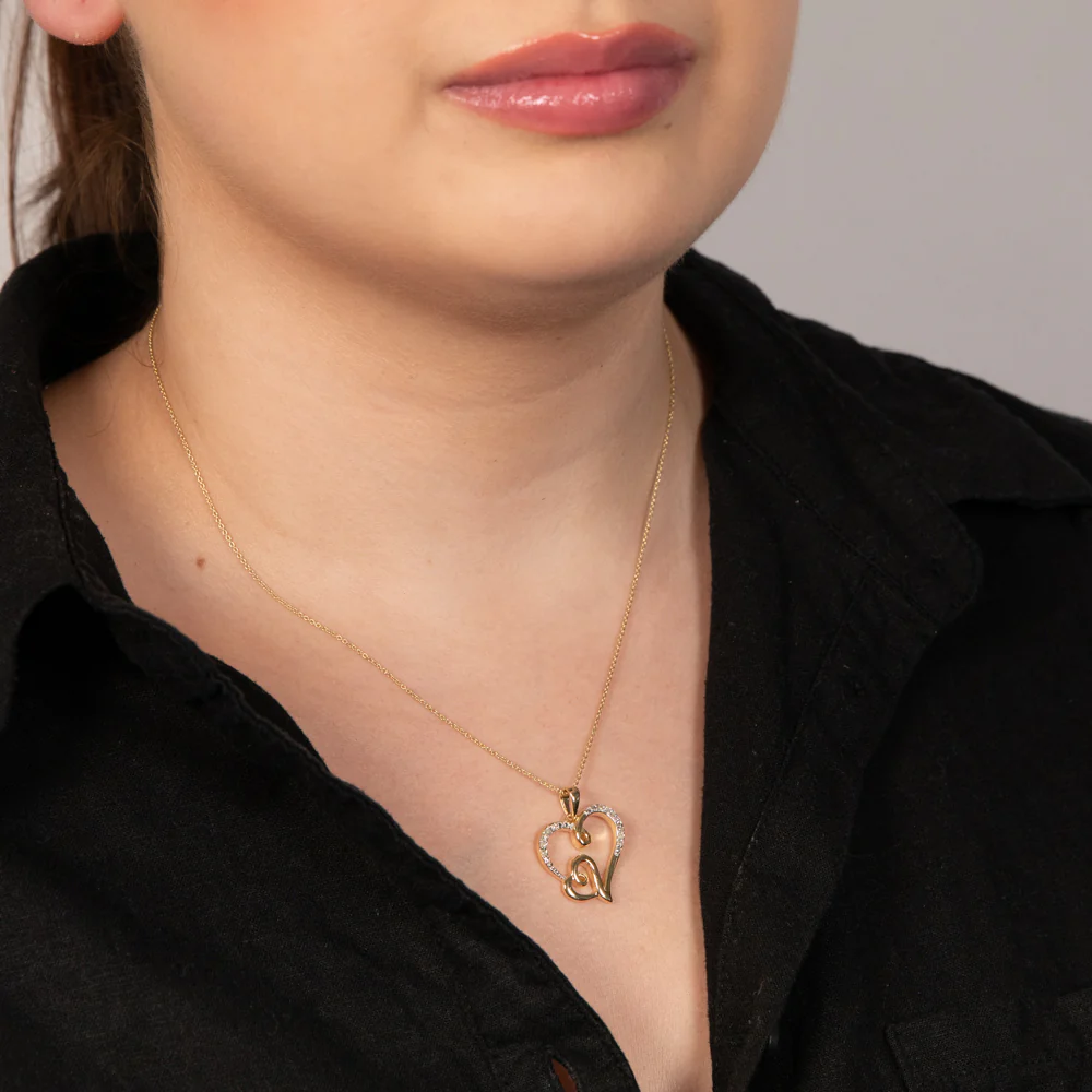 1/10 Carat Diamond Heart Pendant in Gold Plated Silver - Image 2