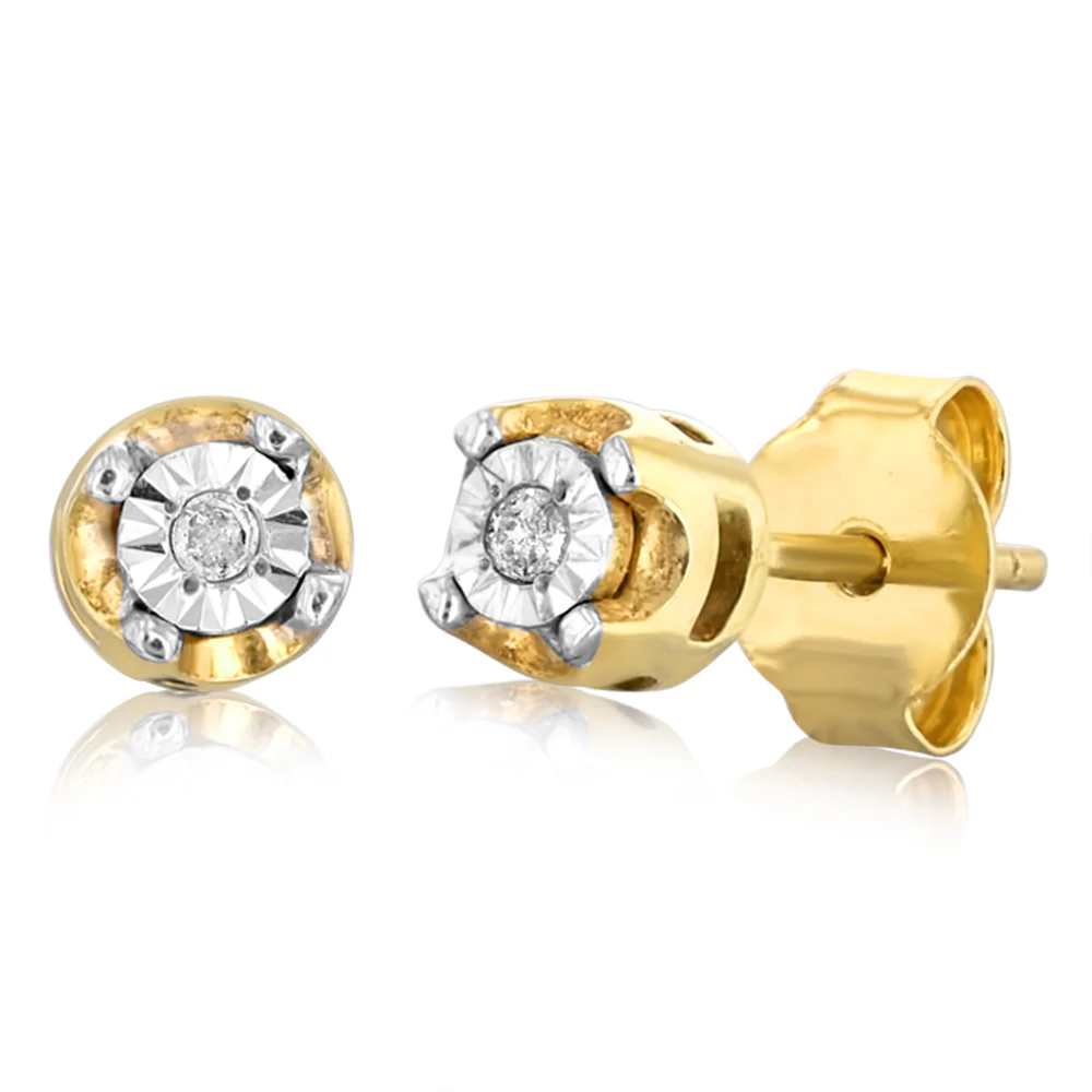 1/10 Carat Diamond Hoop and Stud Earrings Earrings Set in Gold Plated Silver - Image 3