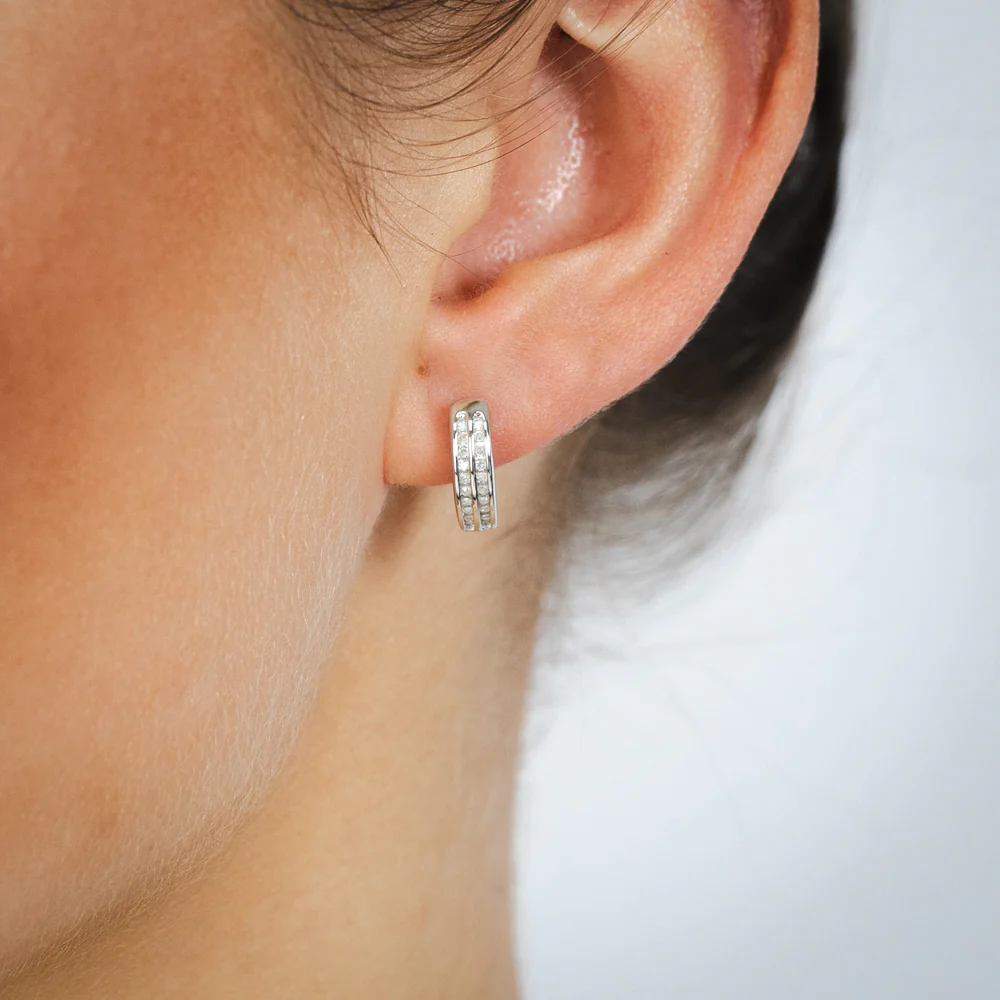 1/10 Carat Diamond Hoop Earring in 9ct White Gold - Image 2
