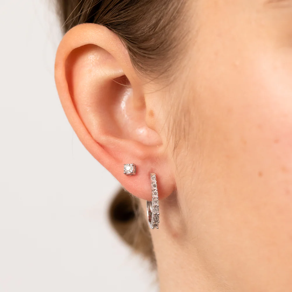 1/10 Carat Diamond Hoop in Sterling Silver - Image 2