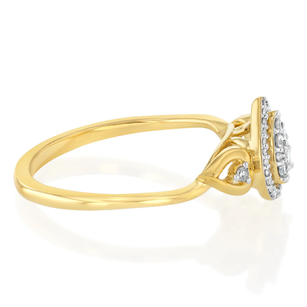 1/10 Carat Diamond Promise Ring in Gold Plated Sterling Silver - Image 2