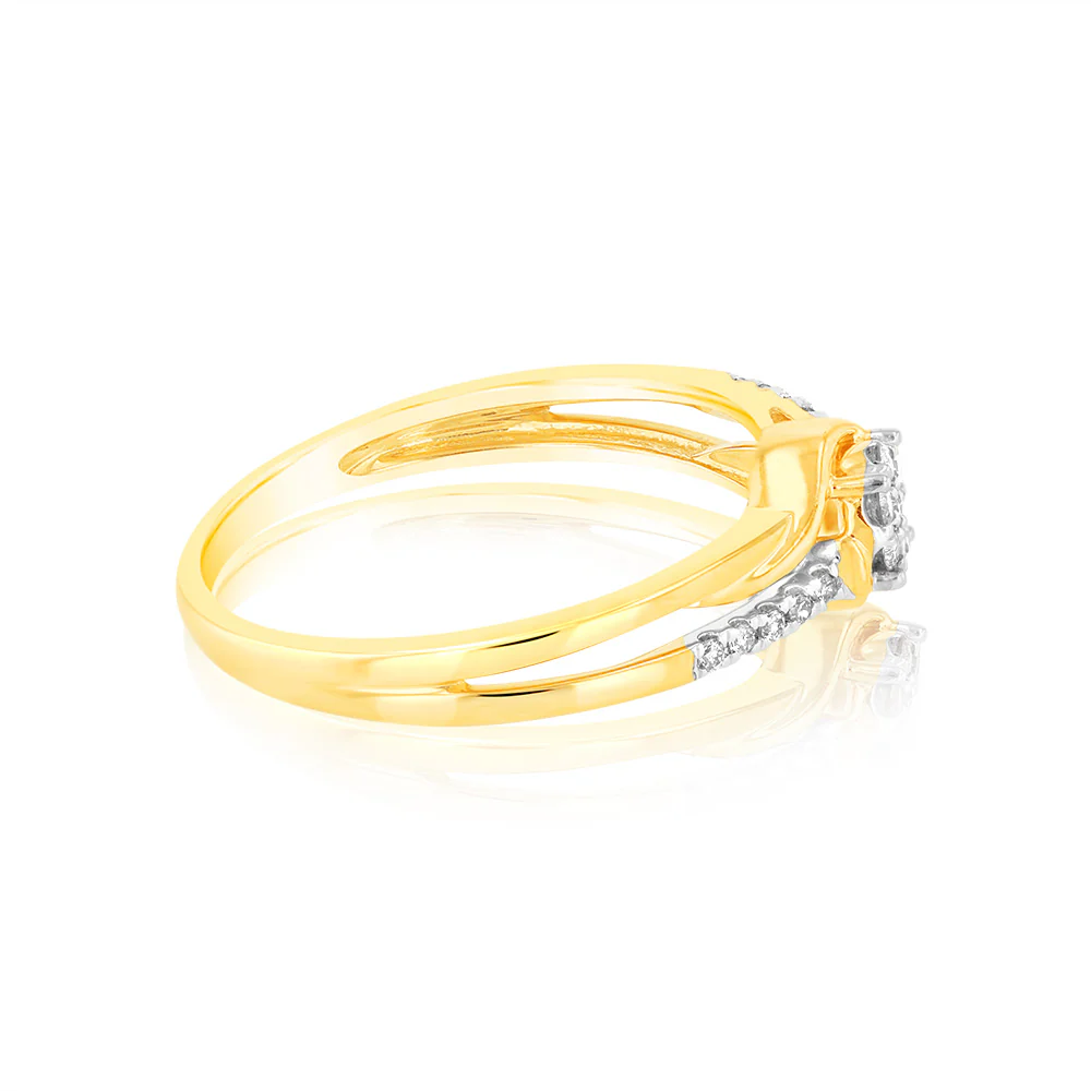 1/10 Carat Diamond Ring in 9ct Yellow Gold - Image 2