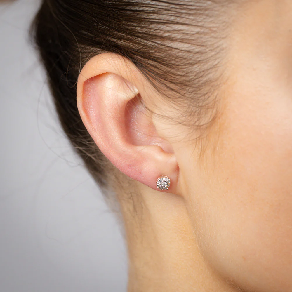 1/10 Carat Diamond Stud Earrings in Rose Gold Plated Silver - Image 2