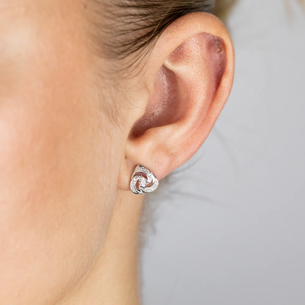 1/10 Carat Diamond Swirl Pendant & Earring Set on 45cm Chain in Sterling Silver - Image 3