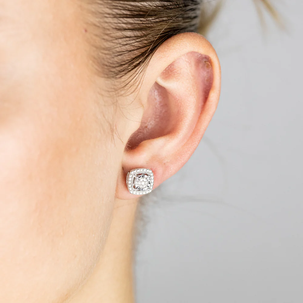 1/10 Carat Natural Diamond Pendant & Earring Set in Sterling Silver - Image 2